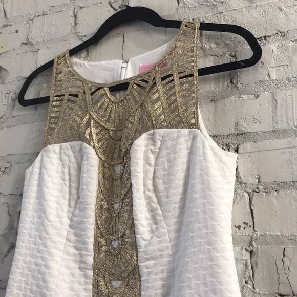 White & Gold Tana Shift Dress - Picture 8 of 8